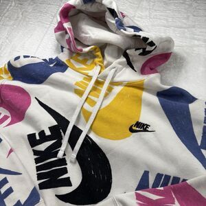 Nike Multicolor  AOP  Logo Nike Embroidered Swoosh Hoodie Color Block Men's  L